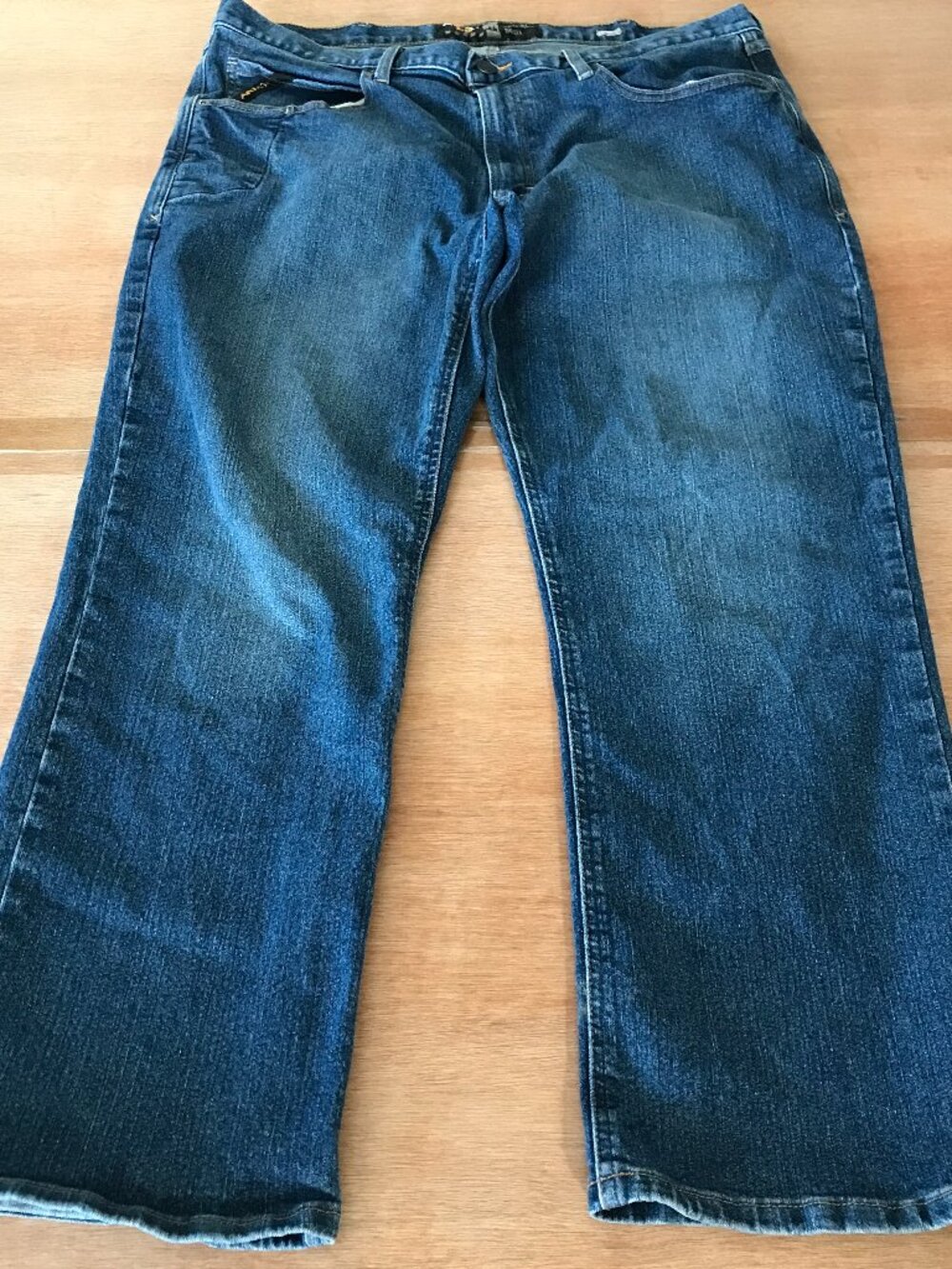 Ariat Rebar M4 Relaxed Boot Cut Jeans Men 38x28 Blue Mid Rise Medium Wash 19702